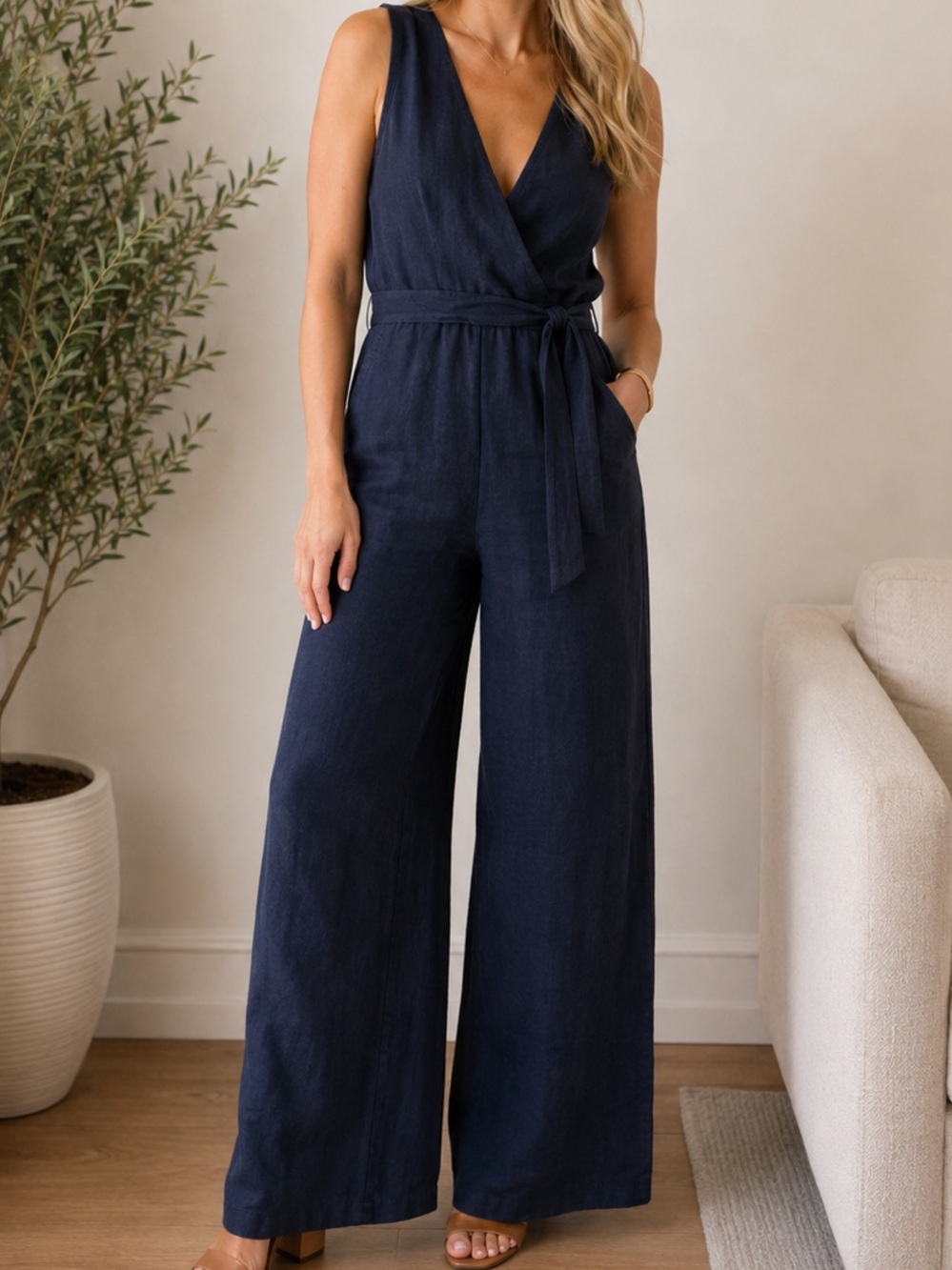 Faherty Catalina Linen Jumpsuit - only worn once